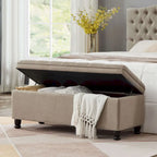 Upholstered Tufted Button Storage Ottoman Bench
