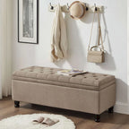 Upholstered Tufted Button Storage Ottoman Bench