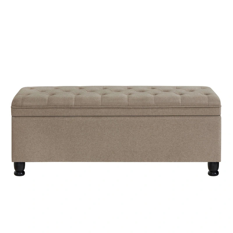 Upholstered Tufted Button Storage Ottoman Bench