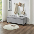 Upholstered Tufted Button Storage Ottoman Bench