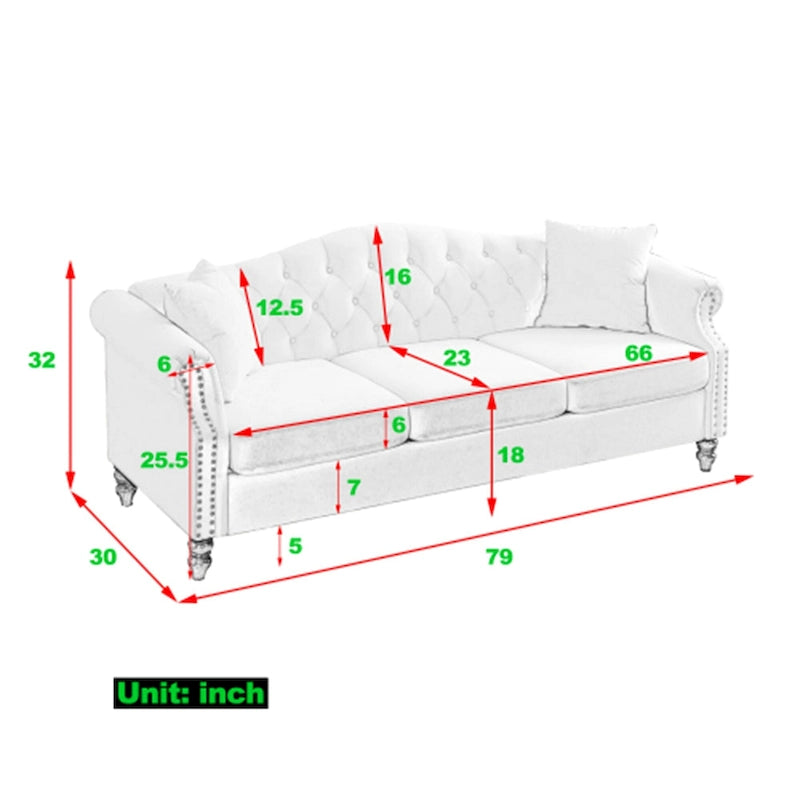 Chesterfield 3-Seater Tufted Sofa with Rolled Arms