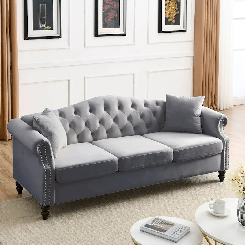 Chesterfield 3-Seater Tufted Sofa with Rolled Arms