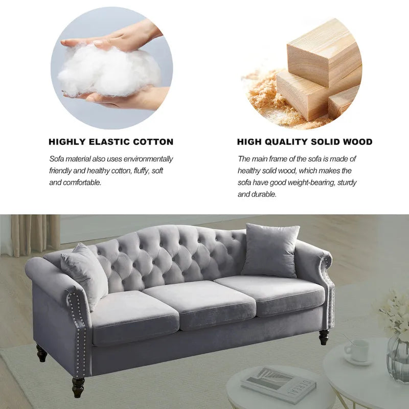 Chesterfield 3-Seater Tufted Sofa with Rolled Arms