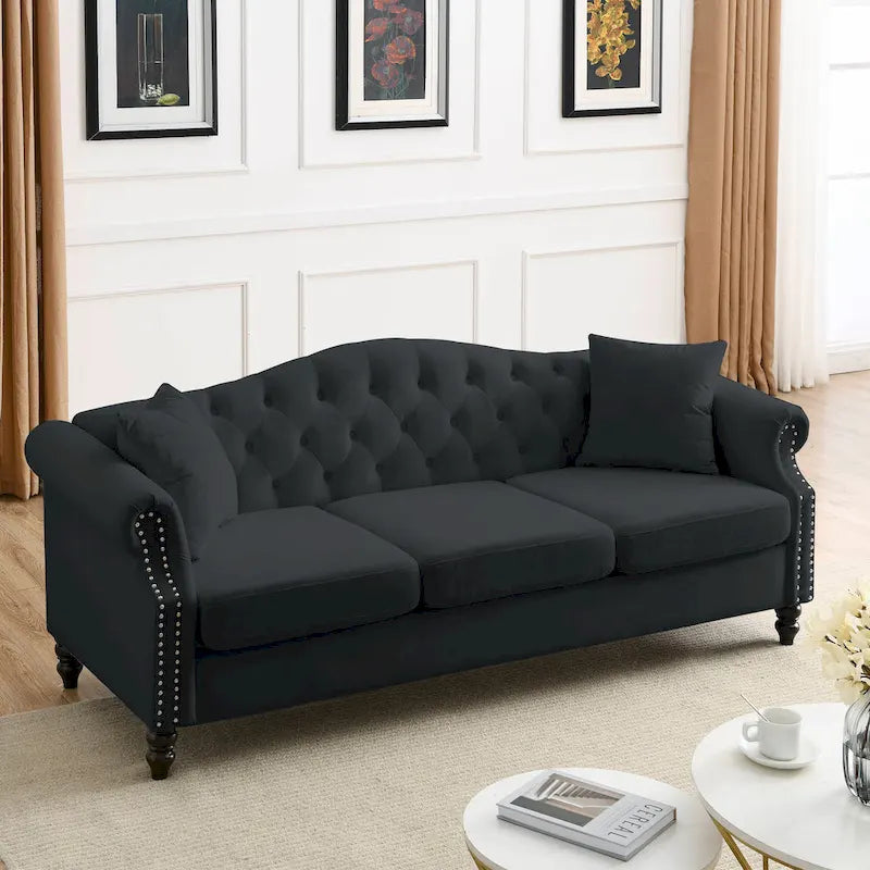 Chesterfield 3-Seater Tufted Sofa with Rolled Arms