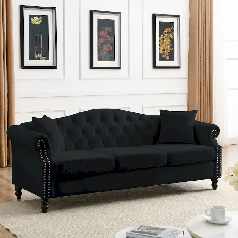 Chesterfield 3-Seater Tufted Sofa with Rolled Arms