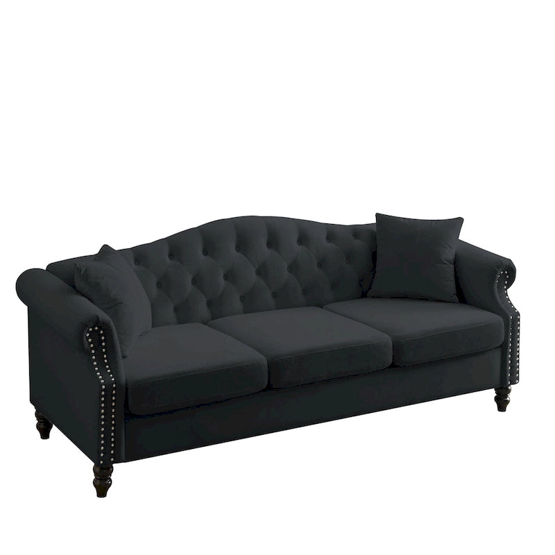 Chesterfield 3-Seater Tufted Sofa with Rolled Arms