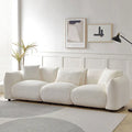 Upholstered Comfortable Soft Lamb Down White Sofa Couch with Ottoman