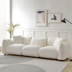 Upholstered Comfortable Soft Lamb Down White Sofa Couch with Ottoman