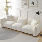 Upholstered Comfortable Soft Lamb Down White Sofa Couch with Ottoman