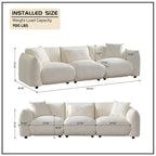 Upholstered Comfortable Soft Lamb Down White Sofa Couch with Ottoman