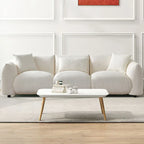 Upholstered Comfortable Soft Lamb Down White Sofa Couch with Ottoman