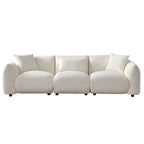Upholstered Comfortable Soft Lamb Down White Sofa Couch with Ottoman