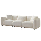 Upholstered Comfortable Soft Lamb Down White Sofa Couch with Ottoman