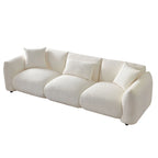Upholstered Comfortable Soft Lamb Down White Sofa Couch with Ottoman