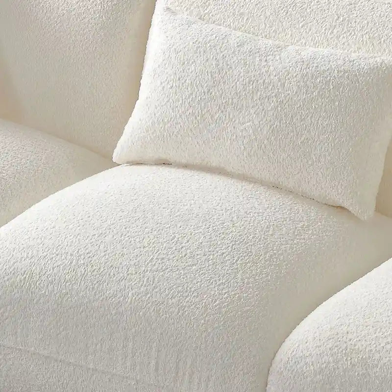 Upholstered Comfortable Soft Lamb Down White Sofa Couch with Ottoman
