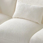 Upholstered Comfortable Soft Lamb Down White Sofa Couch with Ottoman