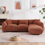 Upholstered Comfortable Soft Lamb Down White Sofa Couch with Ottoman