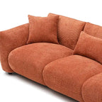 Upholstered Comfortable Soft Lamb Down White Sofa Couch with Ottoman