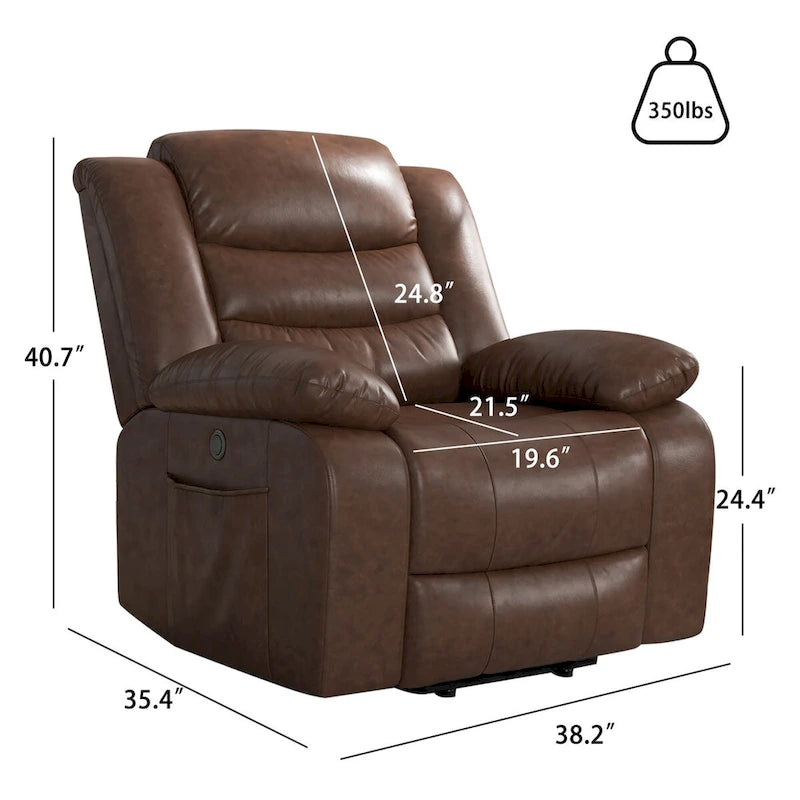 Single Faux Leather Power Lift Recliner Chair