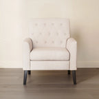 Mid-Century Modern Upholstered Linen Fabric Button Tufted Accent Chair Set of 2 - 28.5 W X 27.25 D X 33.75 H