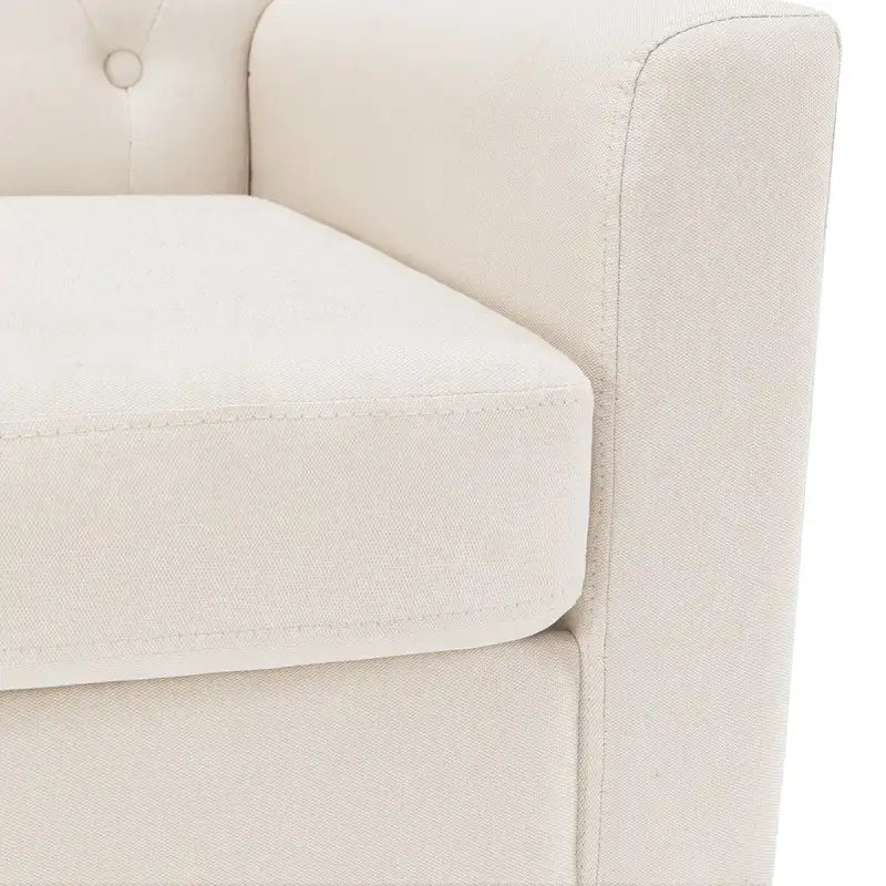 Mid-Century Modern Upholstered Linen Fabric Button Tufted Accent Chair Set of 2 - 28.5 W X 27.25 D X 33.75 H