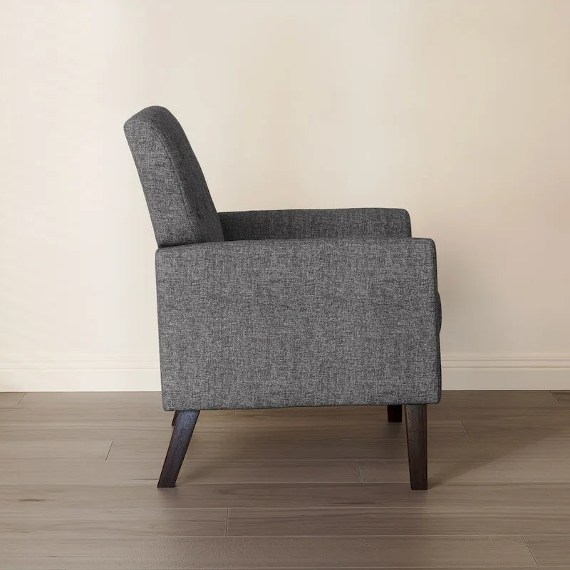 Mid-Century Modern Upholstered Linen Fabric Button Tufted Accent Chair Set of 2 - 28.5 W X 27.25 D X 33.75 H