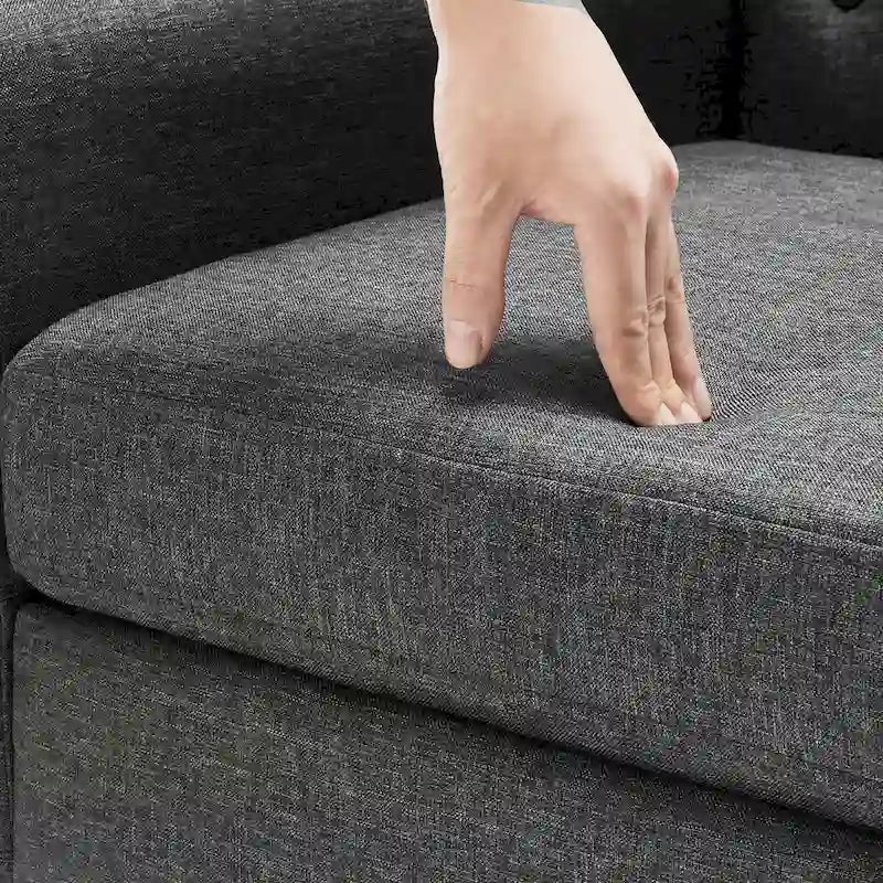 Mid-Century Modern Upholstered Linen Fabric Button Tufted Accent Chair Set of 2 - 28.5 W X 27.25 D X 33.75 H