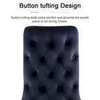 Black Tufted Dining Chairs with Soft Velvet Upholstered and Polished Gold Legs