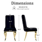 Black Tufted Dining Chairs with Soft Velvet Upholstered and Polished Gold Legs