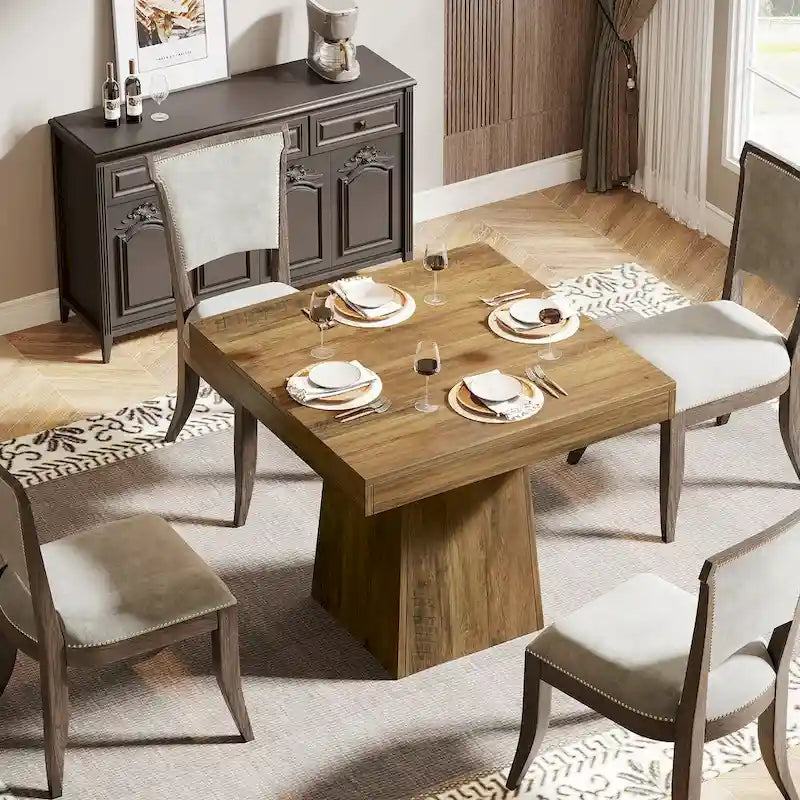 31.5 Inch Square Dining Table, Wood Kitchen Table Small Dinner Table Farmhouse Dining Room Table