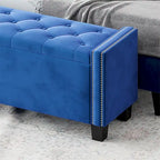 Upholstered Velvet Storage Ottoman Bench with Rivet Design