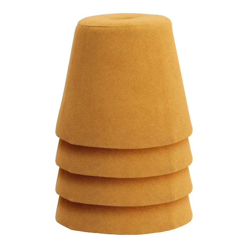 Single Yellow Upholstered Ottoman