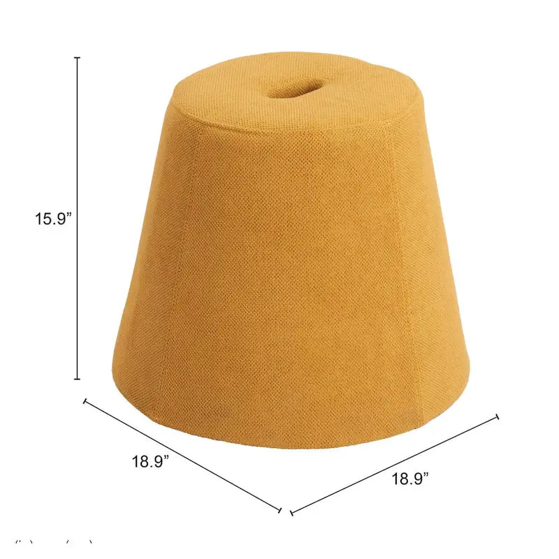 Single Yellow Upholstered Ottoman