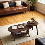 Oval Coffee Table Set of 2 with Pine Tops