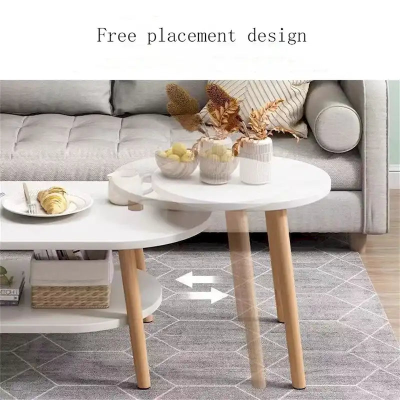 Oval Coffee Table Set of 2 with Pine Tops