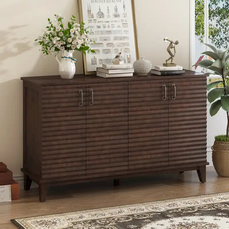 60"L 4-Door Sideboard Buffet with Adjustable Shelves