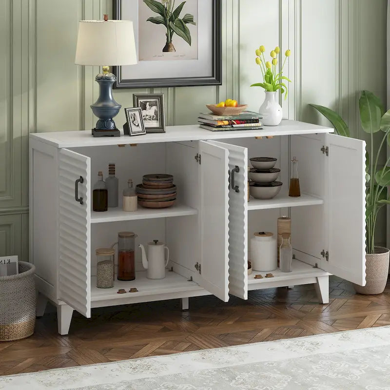 60"L 4-Door Sideboard Buffet with Adjustable Shelves
