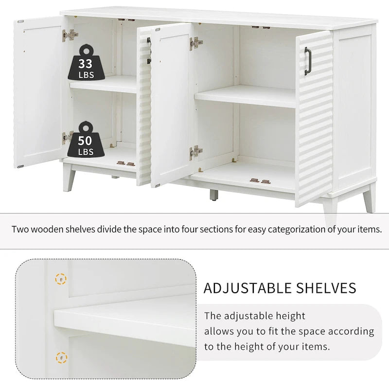 60"L 4-Door Sideboard Buffet with Adjustable Shelves