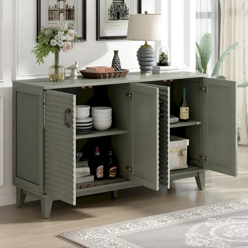 60"L 4-Door Sideboard Buffet with Adjustable Shelves