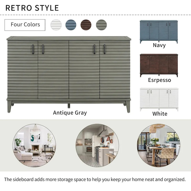 60"L 4-Door Sideboard Buffet with Adjustable Shelves