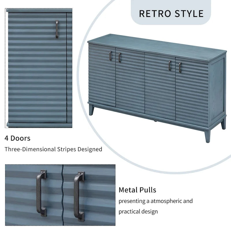 60"L 4-Door Sideboard Buffet with Adjustable Shelves