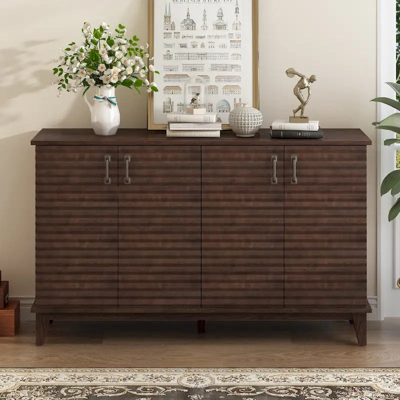 60"L 4-Door Sideboard Buffet with Adjustable Shelves