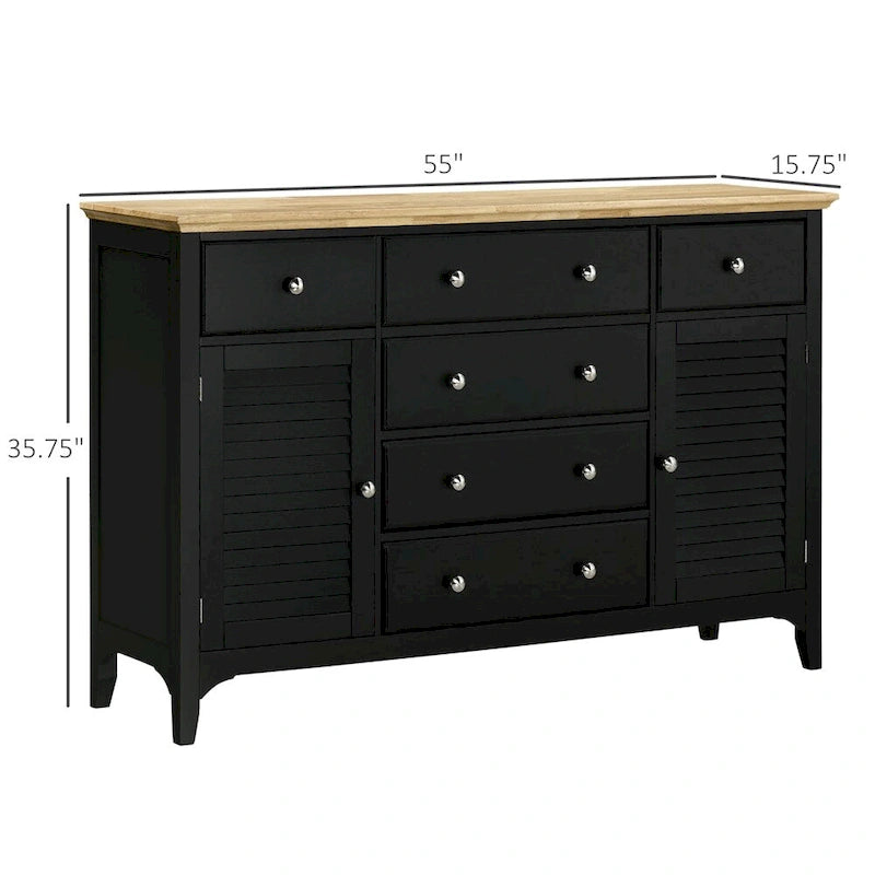55"W Wood Sideboard Buffet Cabinet with Drawers