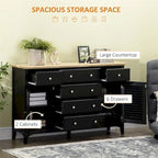 55"W Wood Sideboard Buffet Cabinet with Drawers