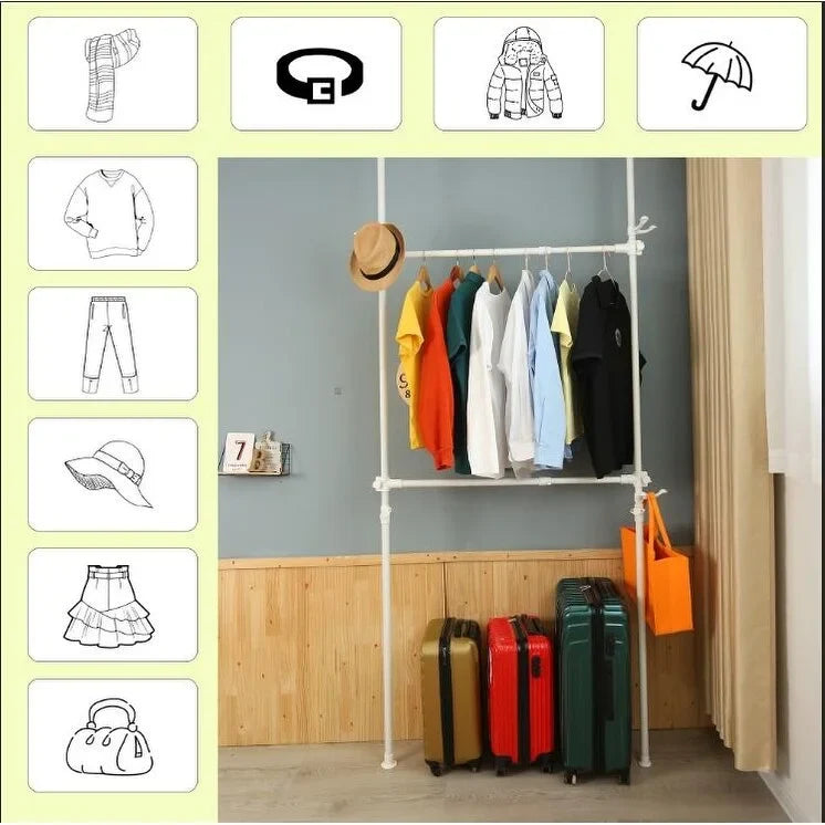 Telescopic Garment Rack with Two Bars, 176 lb Capacity