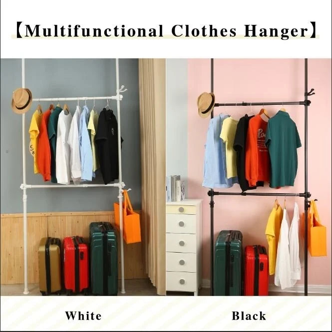Telescopic Garment Rack with Two Bars, 176 lb Capacity