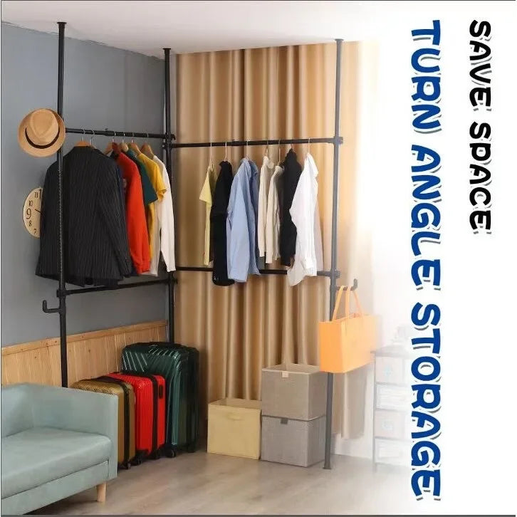 Telescopic Garment Rack with Two Bars, 176 lb Capacity